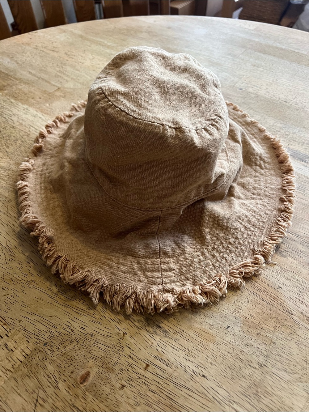 Cost Plus World Market Tan Fringed Wide-Brim Sun Hat